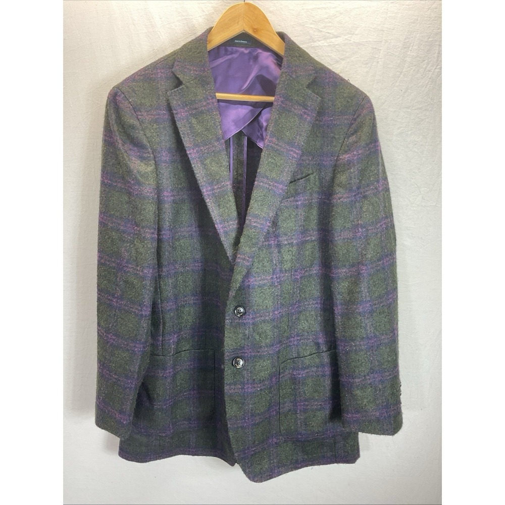 Peter Millar‎ Mens Alpaca Blazer Jacket 42L purple green Loro Piana Plaid